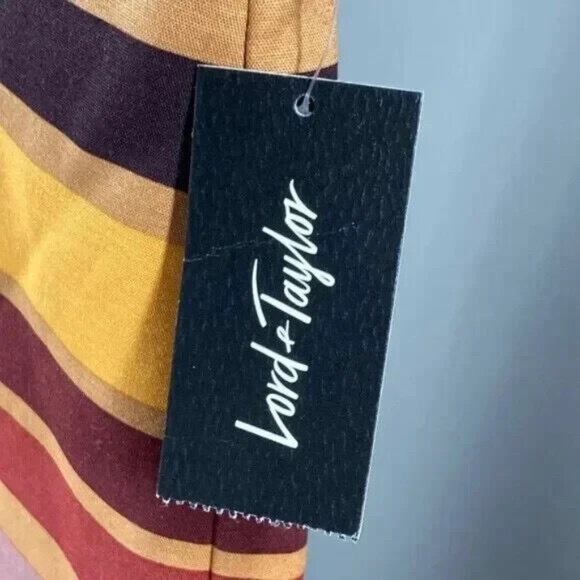 NEW Lord & Taylor Skirt Womens 12 brown red retro stripe pencil - Picture 5 of 10